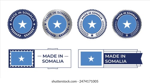Estampilla de la bandera de Somalia. Hecho en sello aislado en fondo blanco. Símbolo, Vector, ícono, ilustración.