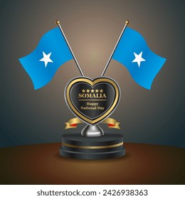 Somalia flag in a stand on table. Vector Illustration