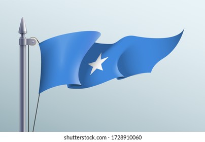 Somalia flag state symbol isolated on background national banner. Greeting card National Independence Day of the Federal Republic of Somalia. Illustration banner with realistic state flag.