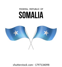 Somalia flag state symbol isolated on background national banner. Greeting card National Independence Day of the Federal Republic of Somalia. Illustration banner with realistic state flag.