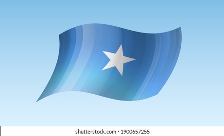Somalia flag state symbol isolated on background national banner. Greeting card National Independence Day of the Federal Republic of Somalia. Illustration banner with realistic state flag.