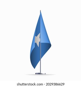 Somalia flag state symbol isolated on background national banner. Greeting card National Independence Day of the Federal Republic of Somalia. Illustration banner with realistic state flag.