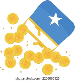 Somalia Flag vector hand drawn,Somali shilling vector hand drawn