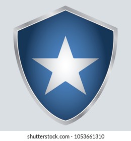 Somalia Flag Vector Shield Icon . vector illustration . Shadow vector. gray background. 3d. eps10.