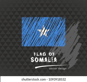 Somalia flag, vector sketch hand drawn illustration on dark grunge background