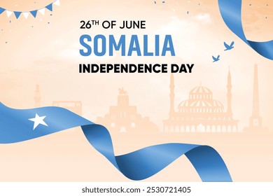 Somalia-Flagge auf Skyline-Hintergrund. Independence Day Concept Design Vektorgrafik.