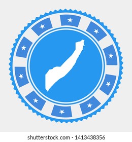 Somalia flat stamp. Round logo with map and flag of Somalia. Vector illustration.