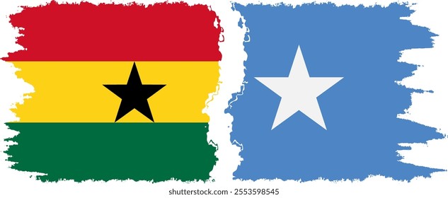 Somalia and Ghana grunge flags connection, vector