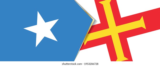 Somalia and Guernsey flags, two vector flags symbol of relationship or confrontation.
