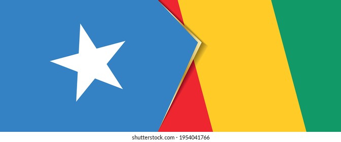 Somalia and Guinea flags, two vector flags symbol of relationship or confrontation.