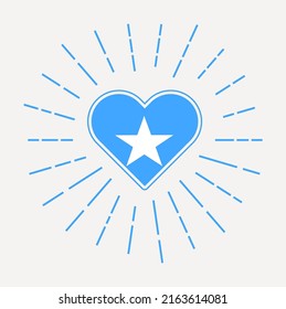 Somalia heart with flag of the country. Sunburst around Somalia heart sign. Vector illustration.