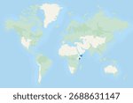 Somalia Highlighted on World Map with National Flag. Vector world map with Somalia highlighted using its national flag.