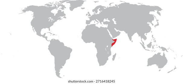 Somalia destacada en el diseño del Vector del mapa mundial