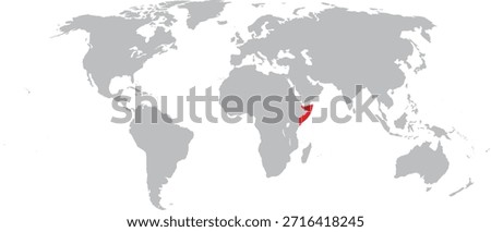 Somalia Highlighted on World Map Vector Design