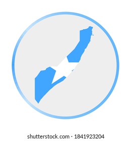 Somalia icon. Shape of the country with Somalia flag. Round sign with flag colors gradient ring. Captivating vector illustration.
