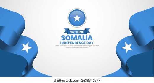 Somalia independence day banner background 26 June design element with waving ribbon flag