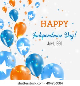 Somalia Independence Day Greeting Card. Flying Balloons in Somali National Colors. Happy Independence Day Somalia Vector Illustration.