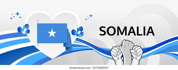 Somalia Independence Day modern greeting banner. 26 June Happy Somalia National Day. Holiday abstract concept in flag colors. Great for event like carnival, feast poster, support, culture and tourism