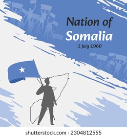 Somalia Independence Day Post Design. July 1st, the day when Somalians made this nation free. Suitable for national days. Perfect concepts for social media posts, greeting card, cover, banner.