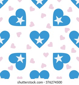 Somalia independence day seamless pattern. Patriotic country flag background. Somalia flag in the shape of heart. Vector seamless pattern.