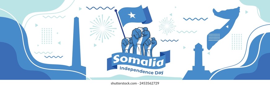 Afiche tipográfico del Día de la Independencia de Somalia. Fiesta nacional celebrada el 1 de julio. Plantilla de Vector para Anuncio, tarjeta de felicitación, volante, etc.

