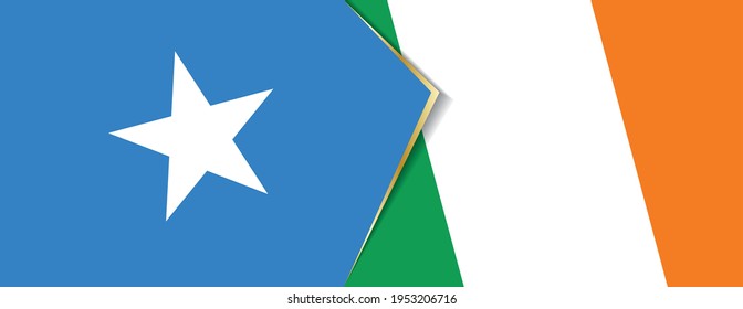 Banderas de Somalia e Irlanda, dos banderas vectoriales símbolo de relación o enfrentamiento.