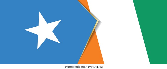 Somalia And Ivory Coast Flags, Two Vector Flags Symbol Of Relationship Or Confrontation.