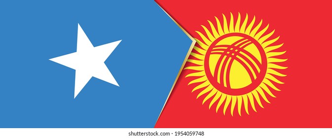 Banderas de Somalia y Kirguistán, dos banderas vectoriales símbolo de relación o enfrentamiento.
