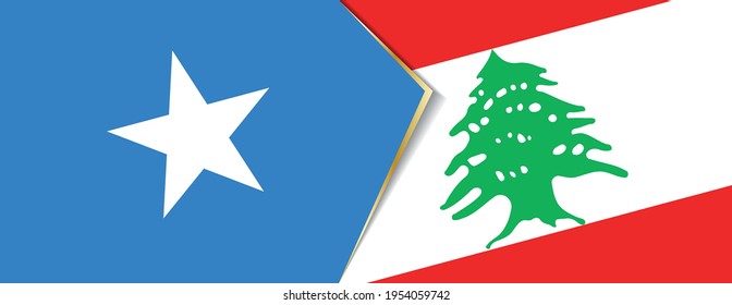 Somalia and Lebanon flags, two vector flags symbol of relationship or confrontation.