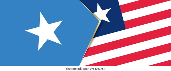 Banderas de Somalia y Liberia, dos banderas vectoriales símbolo de relación o enfrentamiento.