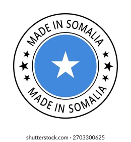 Somalia Made in Stamp in circle with flag Vector template on white background