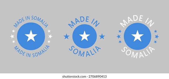 Somália Made in Stamp em círculo com bandeira no fundo branco