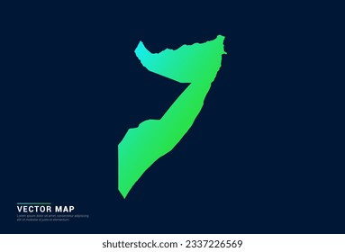 Somalia map of abstract gradient green blue concept with technology light effect vector.