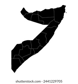 Somalia map with administrative divisions. Vector illustration.