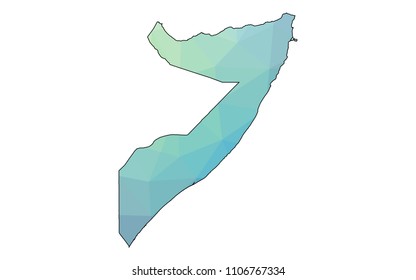 Somalia map - Colorful Polygonal map of Somalia rumpled triangular low poly style gradient graphic background , Vector illustration eps 10.