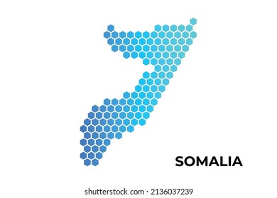 Somalia map digital hexagon shape on white background vector illustration