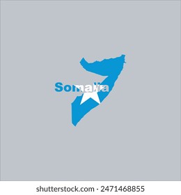 Mapa de Somalia y diseño de color de la bandera sobre fondo gris