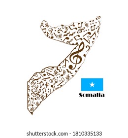 Somalia map flag made from music notes. 
