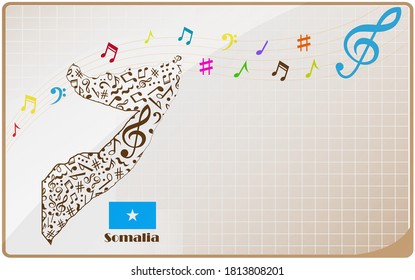 Somalia map flag made from music notes. 