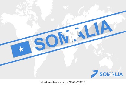 Somalia map flag and text illustration, on world map
