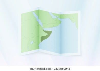 Somalia-Karte, gefaltetes Papier mit Somalia-Karte. Vektorgrafik.