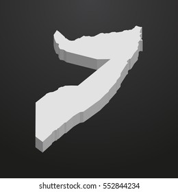 Somalia map in gray on a black background 3d