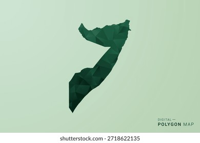 Somalia Map - Green Polygon Style Vector Illustration, Low Poly Geometric Design with Clean Silhouette on soft green Background.