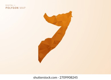 Somalia Map - Low Poly Polygon Vector Illustration in Orange Hue, Clean Geometric Style, Isolated on White Background.
