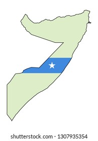 Somalia map with national flag 