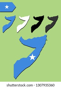 Somalia map with national flag 