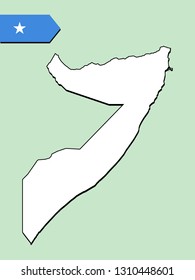 Somalia map with national flag 