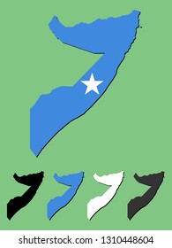 Somalia map with national flag 