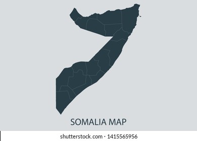 Somalia map on gray background vector, Somalia Map Outline Shape Gray on White Vector Illustration, Map with name. High detailed Gray illustration map Somalia. Symbol for your web site design logo.