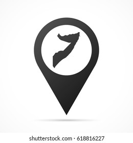 Somalia Map on location pin. Map pointer isolated on a white background.
Conceptual vector illustration.